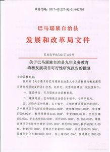 关于巴马瑶族自治县九年义务教育均衡发展项目可行性研究报告的批复